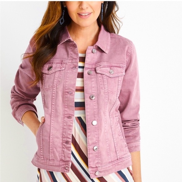Women’s Blush Color Denim Jean Jacket - Picture 5 of 5